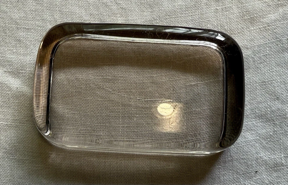 Jabonera de vidrio rectangular arte antiguo vidrio papel peso MCM DE COLECCIÓN gris claro Foto 2 de 4