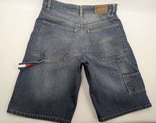 Vintage Y2K Tommy Hilfiger Carpenter Dungaree Denim Jean Shorts Jorts Size 31