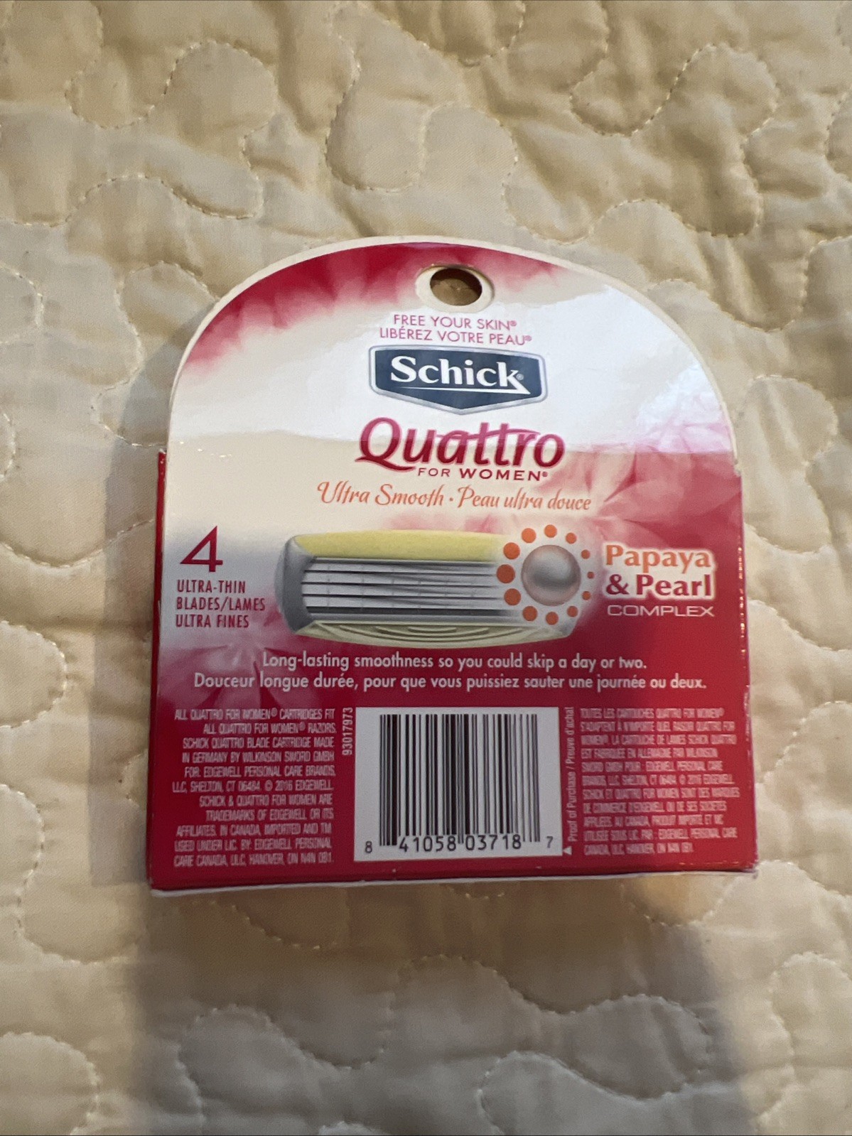 NEW Schick Quattro for Women Razor Refills with Papaya & Pearl 4 Cartridges READ