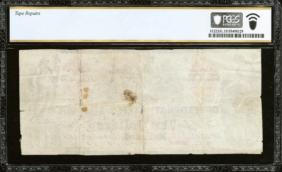 CT-22 $10 1861 Estados Confederados Guerra Civil Contemporáneo Billete Falsificado, PCGS Foto 2 de 4