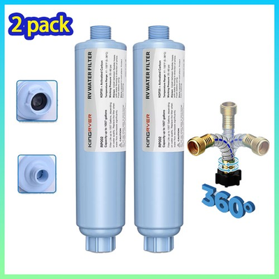 #ad 2 Pack RV Inline Water Filter w Flexible Hose Garden amp; Camper Reduces Sediment $17.99
