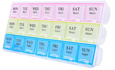 Large Weekly Pill Organizer 3 Times A Day, Moisture-Proof 7 Day Pill Box