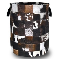 Personalise Cow Print Laundry Basket Oxford Cloth Animal Cowhide Laundry Hamp...