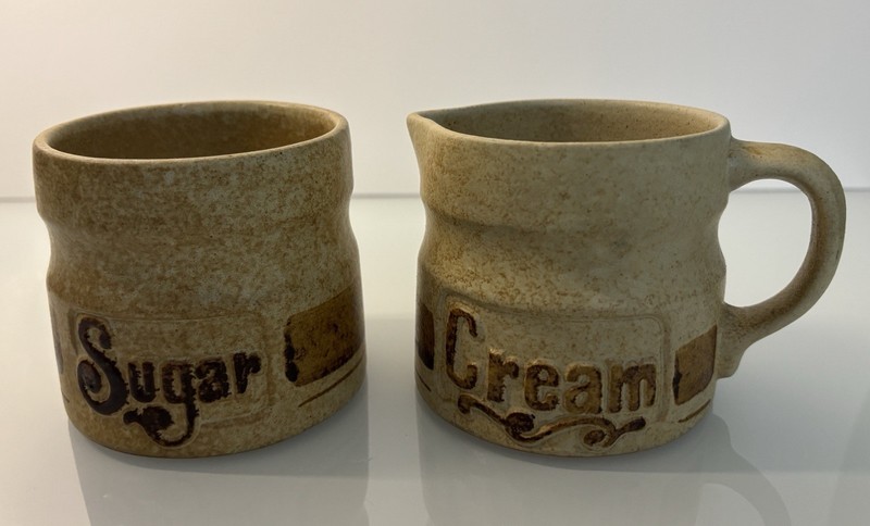 Vintage Robert Maxwell Pottery Craft Handmade Sugar and Creamer Stoneware Set