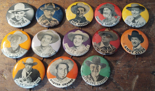 Lot 13 Vintage Antique Cowboy Movie Star Pinbacks Buster Crabbe ,Andy Clyde MORE