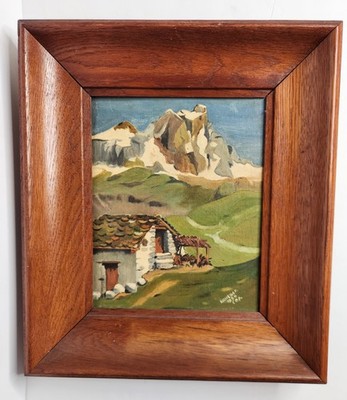 Mont. Cervin Switzerland Painting - Shadow Box Wooden Picture Frame Signed 1954