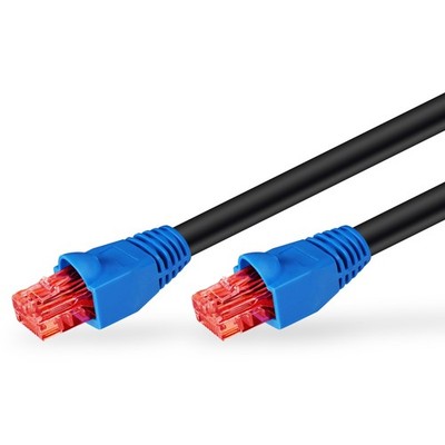 Goobay 94393 CAT 6 Outdoor-Patch Cable, U/UTP, Black, 30 m Length