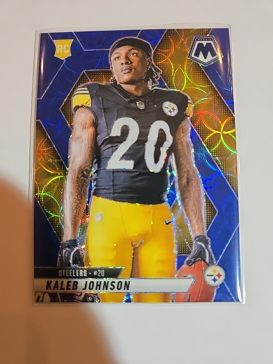 2025 Mosaic Kaleb Johnson Blue Scope Variation RC #289 Pittsburgh Steelers
