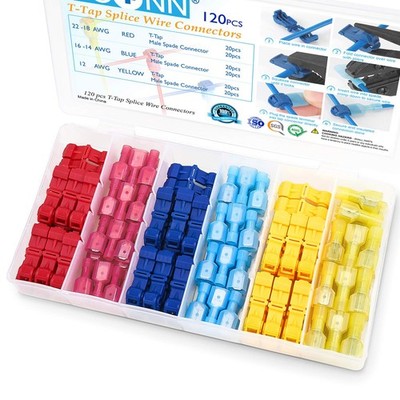 TICONN 120Pcs T Tap Wire Connectors, T Wire Quick Splice Connector, T Connect...