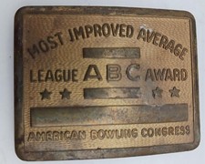 Vintage Belt Buckle American Bowling Congress Most Improved Average League Award