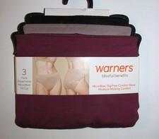 Warners Blissful Benefits Microfiber Hi-Cut Briefs 3 PACK Size 2XL BRAND NEW