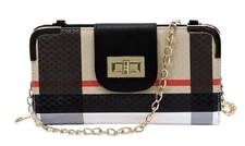 Brand New! Plaid Checker Crossbody Wallet with Chain Strap Included