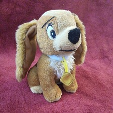 Disney Lady and the Tramp Lady Plush Dog, Tan/Brown w/ Blue Collar, Small 6"