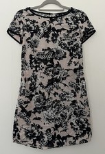 Women’s Size 8 UK | New Look Black & White Floral With Cream / Pink Base Dress