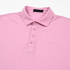 G/FORE Polo Shirt Men's Medium Geometric Pink Micro Dot Golf Performance