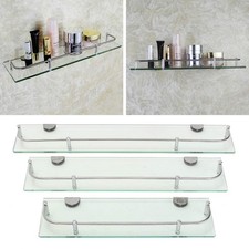 Floating Glass Shelf 16"/20"/24" Wall Mounted Shelf Bathroom Shower Caddy Rack