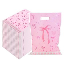 CANIPHA 50Pcs Pink Bow Gift Bag Supplies Favors, Candy Bags, Bow goodie Dags, Pi