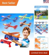 4 Pack Airplane Launcher Toys, 2 Flight Modes LED Foam Plane Toy for Boys, Ou...
