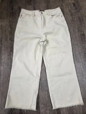 Judy Blue High Waist Garment Dyed Bone Wide Leg Crop Denim Jeans 13/31 Beige