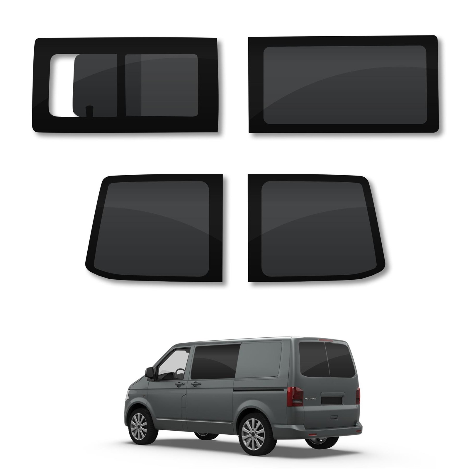 VW Transporter T5 2003-15 Left Side Opening Driver Side Fixed Rear Tint Windows