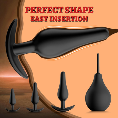 plug anal art Anal Plug Butt Plug Set - 5PCS Silicone Anal Training Kit with Enema,  Prostat