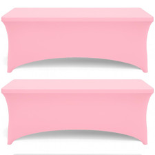 Pink Spandex Table Covers 6ft 2 Pack Elegant Durable Stretchy 6ft Table Cover