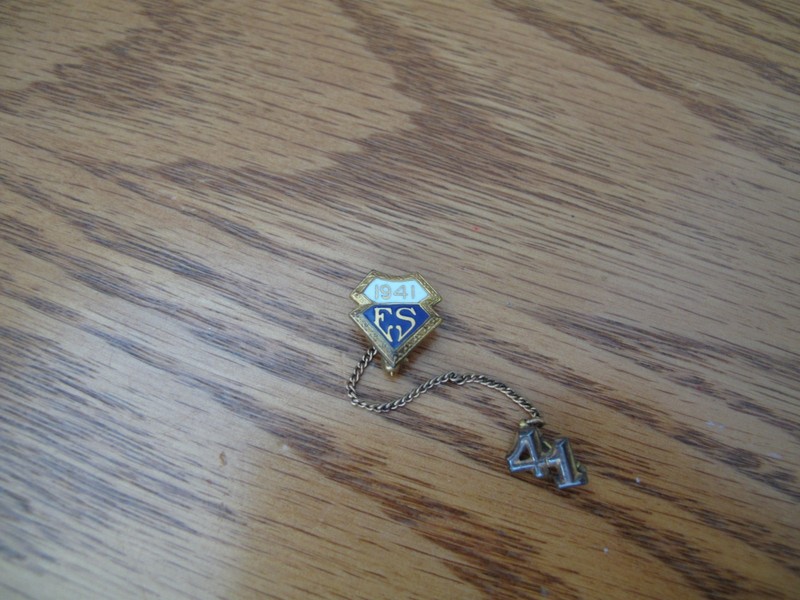 Vintage 1/10 10KT Gold Filled 1941 School Lapel Pins & Chain