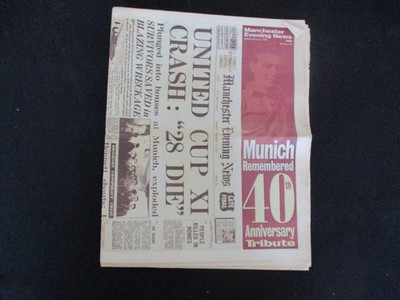 Manchester Evening News Paper - UNITED Busby Babes - 40th Anniversary of Munich