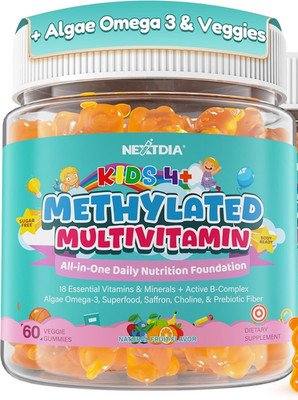Kids Methylated Multivitamin Gummies + Omega 3 DHA, Super Greens, Prebiotic
