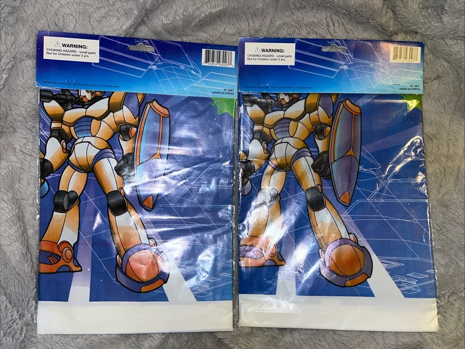 2 Vintage 90s Plastic Robot Tablecloth 54 x 72 - Image 2 of 2
