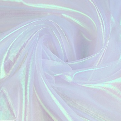 1.5Mx3M White Iridescent Organza Fabric Gradient Holographic Gauze