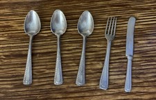 Vintage Germany Toy Doll Mini Flatware Silverware 3 Spoons 1 Fork  1 Knife