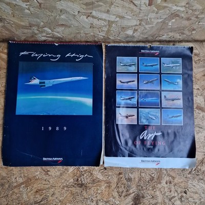 Concorde Kalender 1989 Flying High British Airways + 1991 24'' x 18,5'' 12 Bild