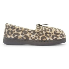 The Slipper Company Womens Slippers Brown Adults Ladies Moccasin Leopard SIZE