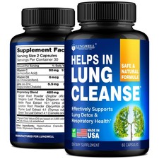 Quit Smoking Aid for Lung Cleanse Support 60 Count Pack of 1 , Blue Detox
