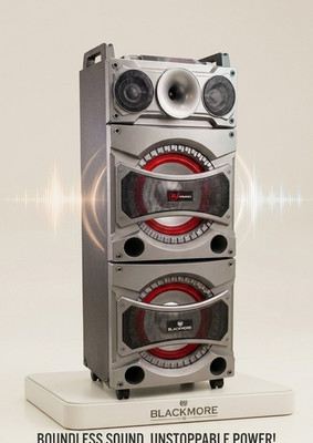 Blackmore Professional DJ Sound System Tower Speaker Gray BT Wi-Fi NFC Casters