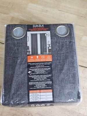 2 Pieces - 1 Pair - SUN+BLK Total Blackout Window Curtains 52 x 84  - Charcoal