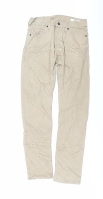 Marks and Spencer Herren Beige Baumwolle Gerade Jeans Größe 30 in L33 Schmal Knopf