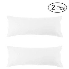 Body Pillow Covers 300 Thread Count Cotton Pillowcases Set of 2 White 20" x 48"
