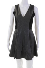 Alice + Olivia Womens Textured Sleeveless V-neck Colorblock Dress Black Size 02