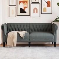 Chesterfield Sofa 2-Sitzer Dunkelgrau Stoff Polsterbank Couch