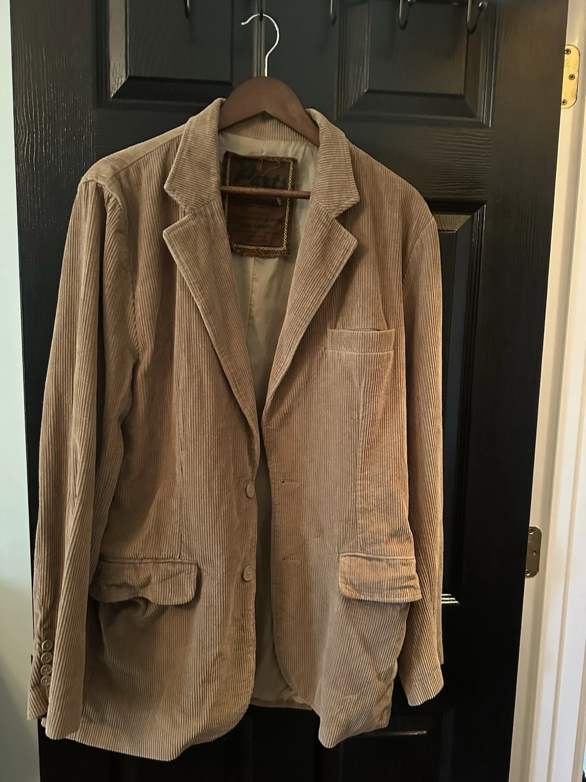 Sz Large Corduroy Blazer Mens Tan 2 Button Vintage Academia Scholar Preppy Retro