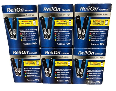 #ad 600 ReliOn Premier Glucose Test Strips Very Fresh 5 27 $90 $15 Per Box FR SHIP $90.00