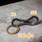 Shopping trolley token coin Removable key €1 €2 smart shape metal ring SET OF 2
