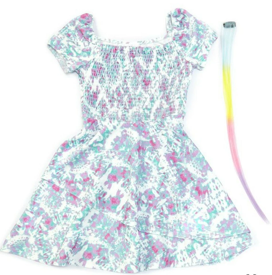 Vestido Honey & Rosie para Niña Grande Texturizado Tie-Dye Calce Ajustado y Acampanado-Talla-12 14 Foto 3 de 4
