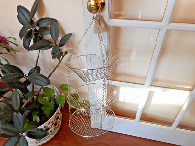 Home District 3 Tier Chrome Hanging Wire Basket NEW 30''x12'' Fresh Food/ Decorate