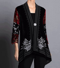 John Mark Embroidered Velvet One-button Jacket $159 Size Xs