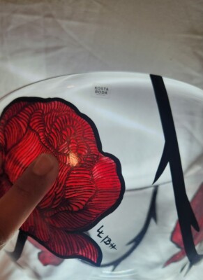 Kosta Boda Large Red Rose Tattoo Print Decorative Bowl *Signed | eBay