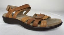 SAS Women's Pier Heel Strap Sandal Sepia Leather Brown/Tan Made in USA Sz 9.5M
