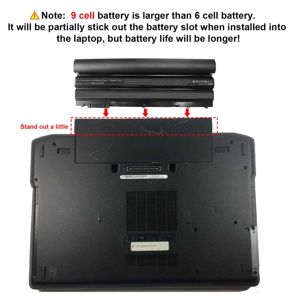 Batería de 9 celdas para Dell Latitude E6540 E6530 E6440 E6430 E6420 312-1163 NHXVW EE. UU. Foto 3 de 4